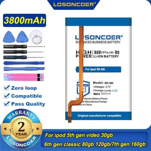 LOSONCOER 3800mAh Replacement SSD HD Upgrade Battery for Ipod 5th Gen Video 30gb / 6th Gen Classic 80gb 120gb/7th Gen 160gb