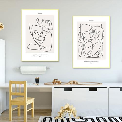 Modern Minimalist Abstract Canvas Painting Nordic Style Kiss Posters And Prints Printed Wall Art Pictures Home Decoration Mural