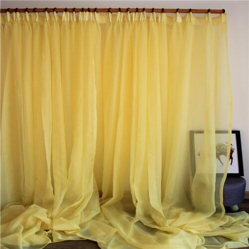 Voile Curtains Yellow Gauze Curtains Modern Window Treatment Cortinas Tulles for Living Room Bedroom