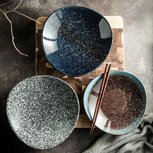 Japanese special-shaped fruit salad dessert plates ceramic irregular retro steak pasta plate hotel triangular tableware 8/9 inch