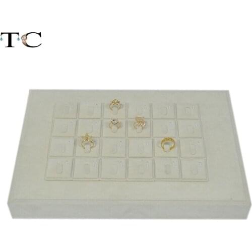 Jewelry Display Ring Display Diamond Ring Tray New Display Shelf Beige Ring Holder 24pcs Rings Can Showed