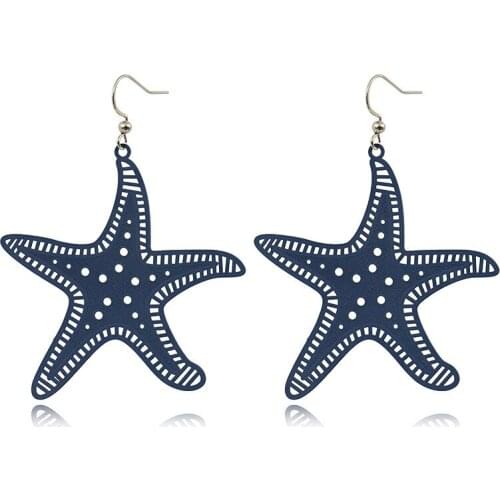 2020 new Starfish hollow out geometric candy colored Spray paint drop earring for women