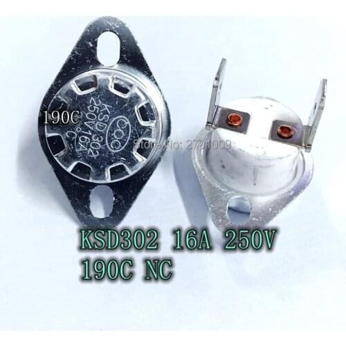 10 KSD302 / KSD301 190C Normally Closed Manual Reset Temperature Switch Ceramics 16A 250V 190 Degrees NC Automatic Disconnection
