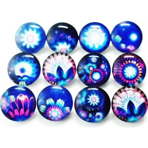 10pcs/lot flower Snap Buttons Charms 18mm Glass Buttons Fit DIY Snap Bracelets&Bangle Jewelry