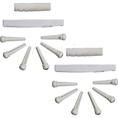 2 Sets Acoustic Guitar Bone Bridge Pins Saddle Nut guitar parts