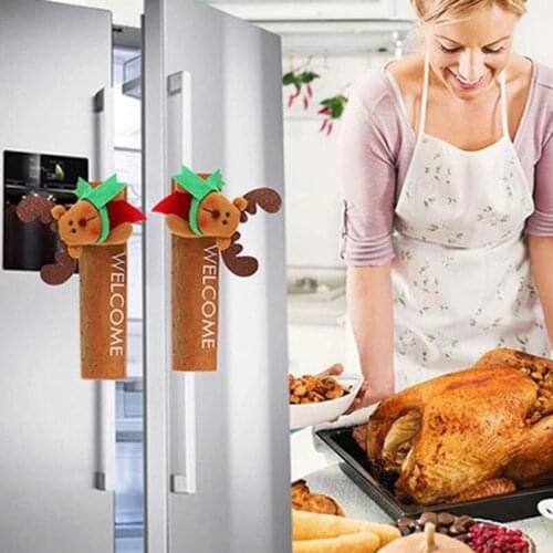 2021 Christmas Fridge Handle Covers Santa Claus Door Knob Protector Gloves For Fridge Microwave Oven Xmas Christmas Party Decor