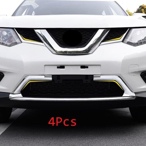 For Nissan X-Trail XTrail T32 Rogue 2014-2016 ABS Chrome Front Upper Grille Grill Decoration Molding Cover trim Accessories 4pcs