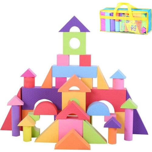52PCS Foam EVA Building Block Educational Toy Safe And Soft Foam EVA Castle Assembling Building Block Toy Set Gift For Children