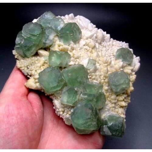 788g Green Fluorite on Milch Quartz Matrix - crystals and stones healing Mineral specimen Home Decor feng shui decoration
