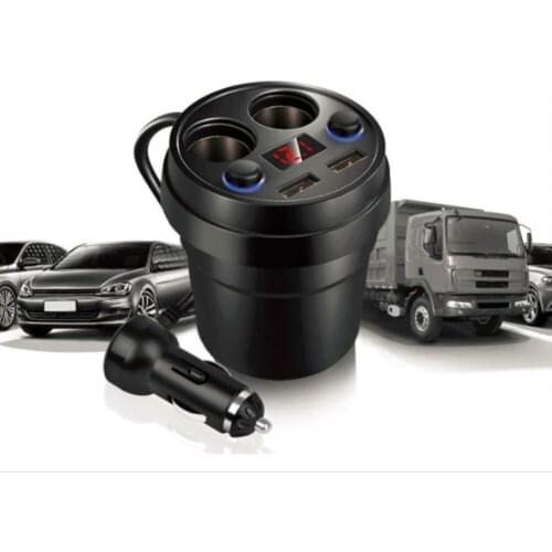 New Cup Car Charger Dual USB Cable Charger Multifunction Cigarette Lighter Car Mobile Phone Charger
