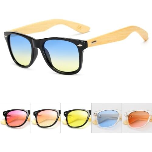 Bamboo Wood Square Sunglasses Brand Design Men Women Coating Mirror Sun Glasses Retro Glasses UV400 Shades Gafas De Sol