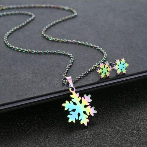 Shiny Winter Snowflake Necklace Women Choker Stainless Steel Jewelry Hollow out Snow Flake Ladies Girls Christmas New Year Gift