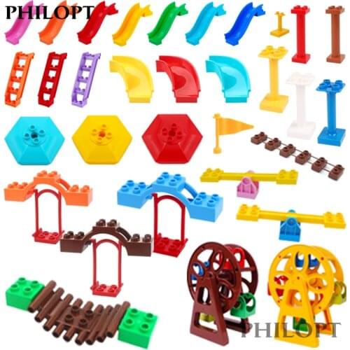 Big Building Blocks Pipeline Playground Spin Parts Slide Ladder Gear Swing Compatible bricks Baby Assemble Interactive Toys Gift