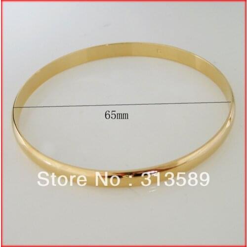 GREAT YELLOW GOLD SOLID OVERLAY FILL BRASS SMOOTH PLAIN SURFACE 2.56" 6MM BANGLE/GREAT GIFT