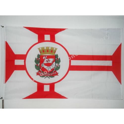 Sao Paulo City Flag 150X90cm (3x5FT) 120g 100D Polyester Double Stitched High Quality Banner Ensign Free Shipping