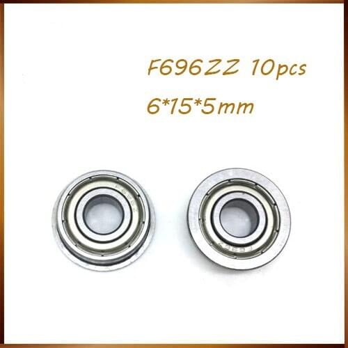 F696ZZ Flange Bearing 6x15x5 mm ABEC( 10 PCS ) Flanged F696 Z ZZ Ball Bearings F619/6ZZ