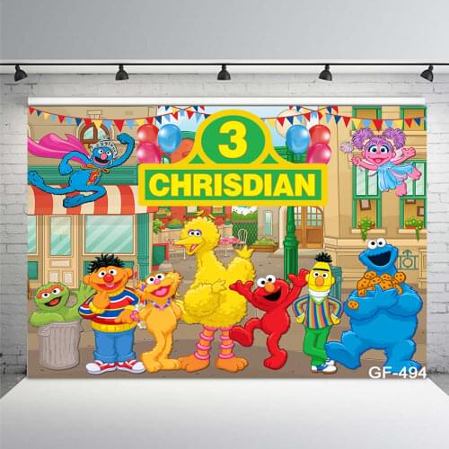 Elmo Birthday Party Backdrops Sesame Street Brick Wall Kids Baby Shower Newborn Photography Backgrounds Custom