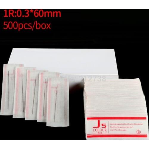 500 Pcs/Box 0.3x60mm 1R Needles For Permanent Makeup Eyebrow and Lip 3D Embroidery Tattoo Machine Free Shipping
