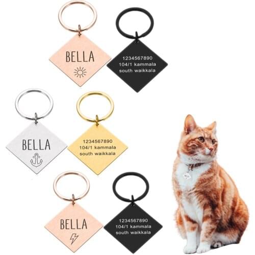 Customized Dog ID Tag Personalized Engraving Pet Cat Address Tags Collar Accessories Nameplate Anti-lost Pendant Metal Keyring