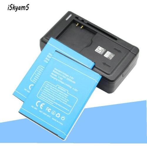 ISkyamS 2x 2200mAh High Quality Replacement Battery +Charger for Doogee Y-100 Y 100 For DOOGEE Valencia 2 Y100 Pro Batteria