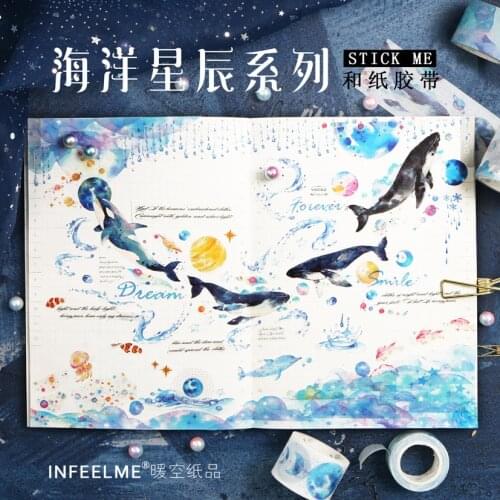 Ocean Starry sky Whale Washi Tape Adhesive Tape DIY Scrapbooking Sticker Label Masking Tape