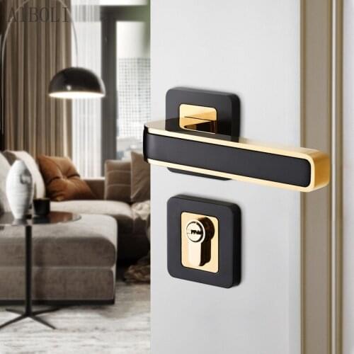 Modern Bedroom Door Lock Indoor Magnetic Mute Door Lock Simple Wooden Door Lock Golden Household Split Room Door Lock