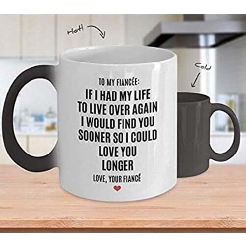 Fiancee Color Changing Mug - My Life - Funny Magical Appearing Morphing Heat Sensitive Magic Coffee Cup For Future Wife