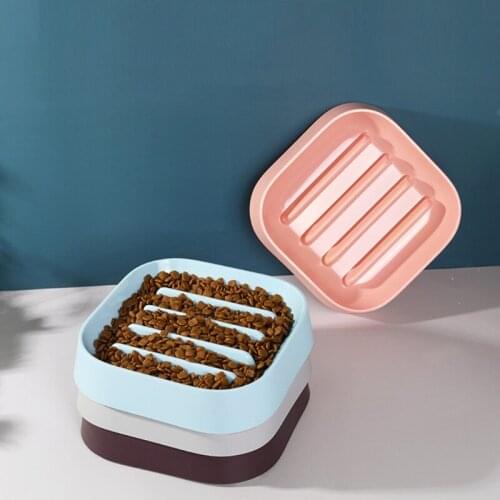 Dog Bowl Slow Eating Rectangle Shaped Multicolor Prevent Choking Plates for Dogs Anti-choking Food Grade Plastic