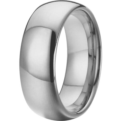 Fashion jewelry 8mm domed comfort fit high polishing silver color mens wedding band titanium tungsten rings
