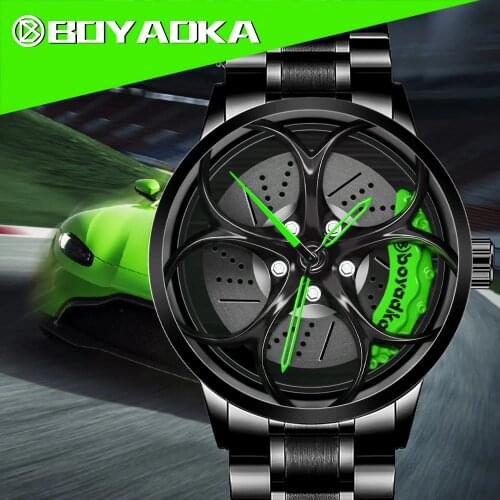 Men Auto Wheel Watch 2021 Fashion Car Wheel Waterproof Sport Watch Mens Quartz Mesh With Rim Hub Watch Run Quartz Men Watch