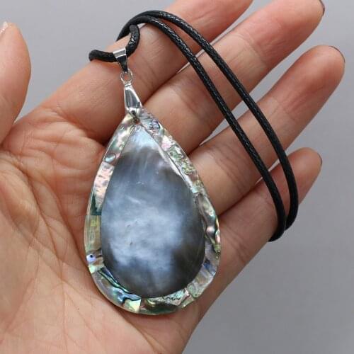 Natural Shell Necklace With Drop-Shaped Pendant Leather Cord 2MM Charms For Elegant Women Love Romantic Gift