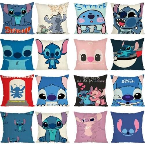 Disney Stitch Cartoon Anime Figures Printing Home Decoration Square Pillowcase Cover Bedroom Sofa Linen Pillow Cover 45*45cm