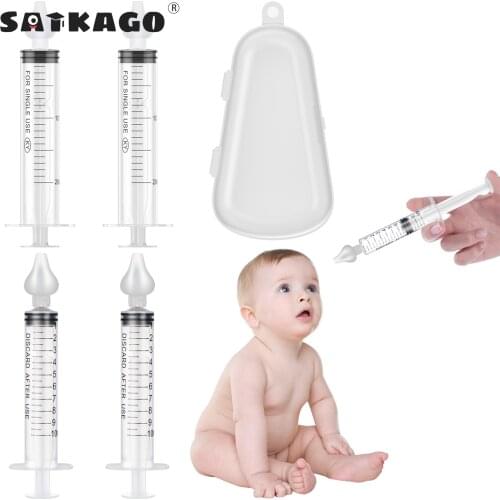 2/4pcs Professional Baby Needle Nasal Irrigator Portable Infant Nose Care Cleaner with Silicone Suction Tip for Baby Toddler Kid