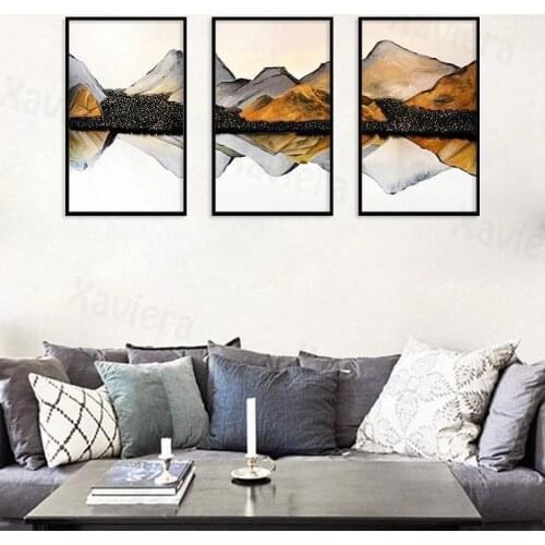 Landscape Mural Mountain Lake Reflection Decoration Poster Ink Painting Canvas Print Home Decoration Wall Art Living Room Unfram