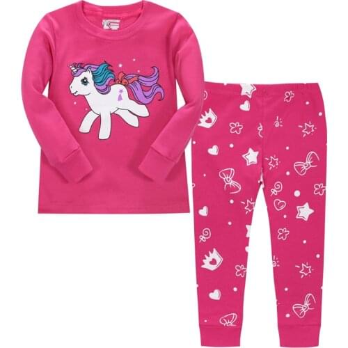 Mermaid Cartoon Long Sleeve Pyjama Kids pure cotton Clothes 2To 8...Baby Girls Set Enfant unicorn Children casual Pijamas anime