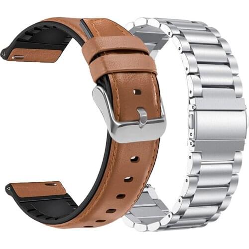 22mm 20mm Leather Metal Strap For Huawei Watch GT2e / GT2 46MM Honor Magic 2 Smart Band Bracelet Stainless Straps For GT 2e