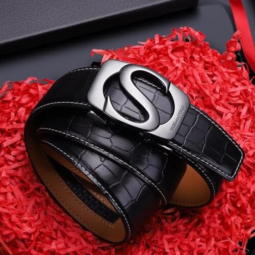 Luxury Brand Genuine Fashion Leather Mens Belt High Quality Trend Automatic Buckle Belt Mens Leisure Youth New Mens Gold Belt