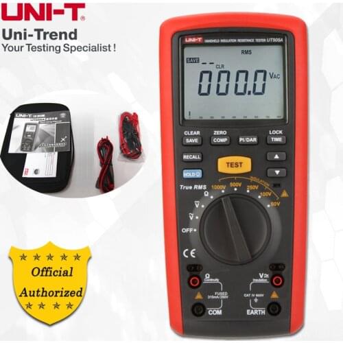 UNI-T UT505A Handheld Insulation Resistance Tester; 1000V megohmmeter, true rms, Analog Bar Graph, voltage/frequency/capacitance