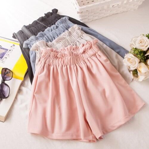 2019 New Summer Shorts Female Elastic High Waist Wide Leg Chiffon Shorts Loose Casual Large Size Thin Sexy Hot Shorts R348