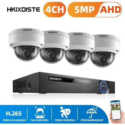 H.265 4CH AHD CCTV System 5MP Outdoor Weatherproof Security Camera DVR Kit Day/Night Home Video Surveillance System 4channel