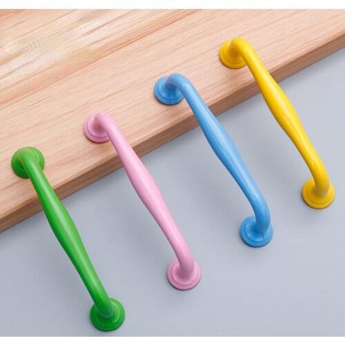 Modern Simple Aluminum Colorful Furniture Handles Childrens Room Cabinet Door Handles Drawers Wardrobe Knobs Home Decoration