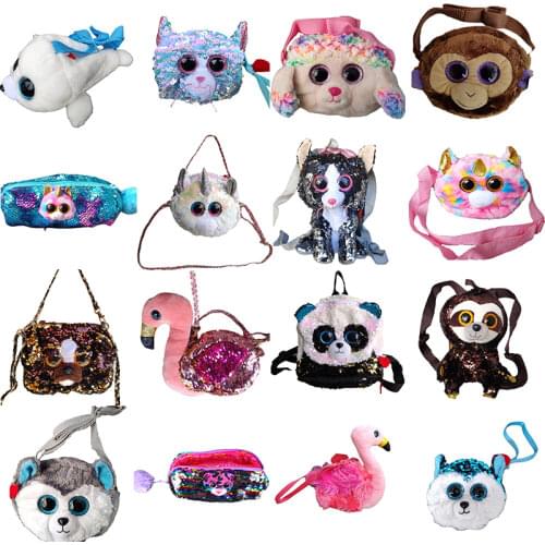 Sling bag Satchel haversack soft plush toys unicorn icy seal tracey dog husky dog fantasia unicorn rainbow poodle Gilda flamingo