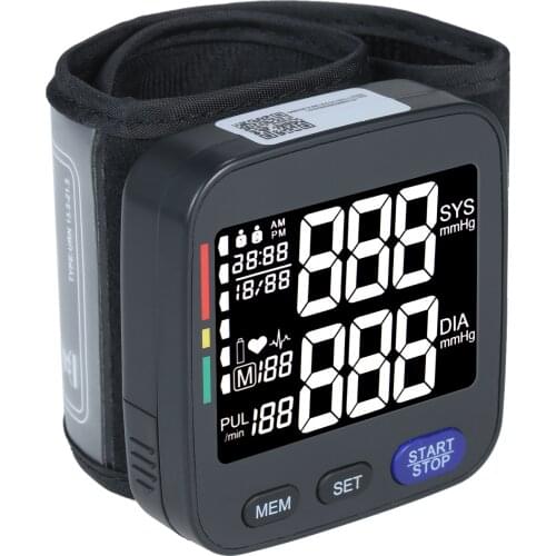 Tensiometro Automatic Wrist Blood Pressure Monitor Digital with Large Cuff Pulse Machine BP Meter for Medical Household Use