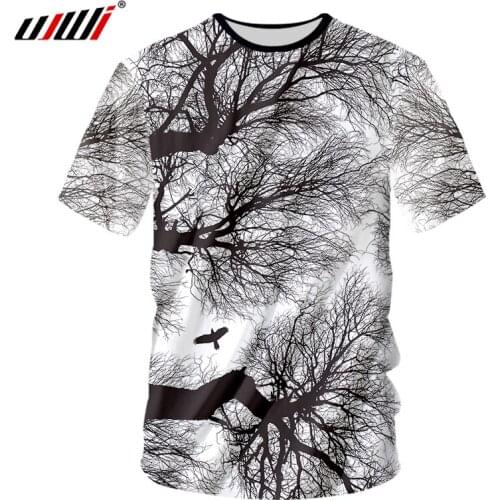 UJWI New Fashion 2019 Hot Sale Mens Clothing Funny Hip Hop 3D Print Black Tree Tshirt Casual Tees 5XL Harajuku Tops Plus Size