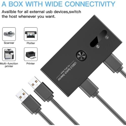 USB 3.0 Switch Selector KVM Switcher Adapter 4 Ports USB Switcher Box Hub for PCs Scanner Printer One Button 2 Cables