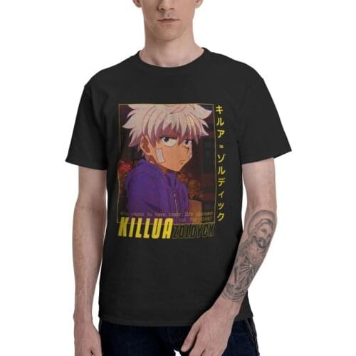 Vintage Kilua Zoldyck HxH T-shirt Men Fashion T Shirt Short Sleeve 100% Cotton Anime Manga Hunter X Hunter Tshirt Urban Tees Top