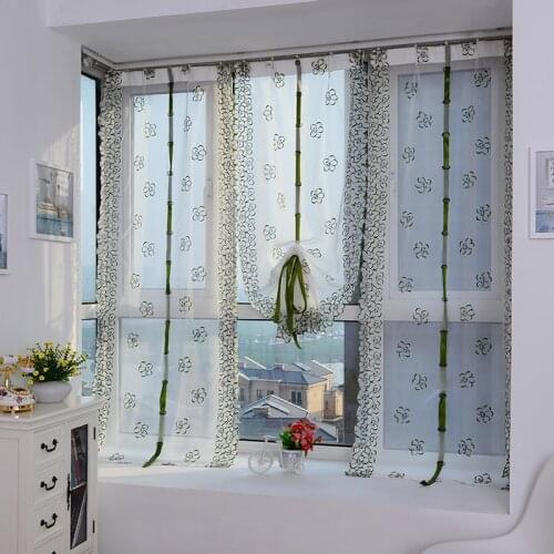 Embroidery Pattern Flowers Curtain Tulle Blinds Curtains For Kitchen Bedroom Living Room Window Decorative