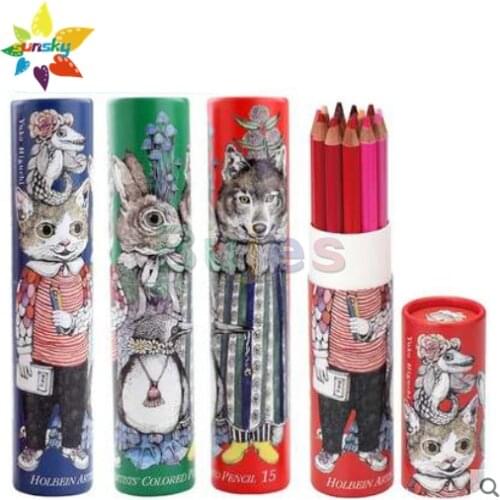 Japan Holbein HIGUCHI YUKO X HOLBEIN Artists oil colored pencil red / Blue / Green series 15 color professional art supplies