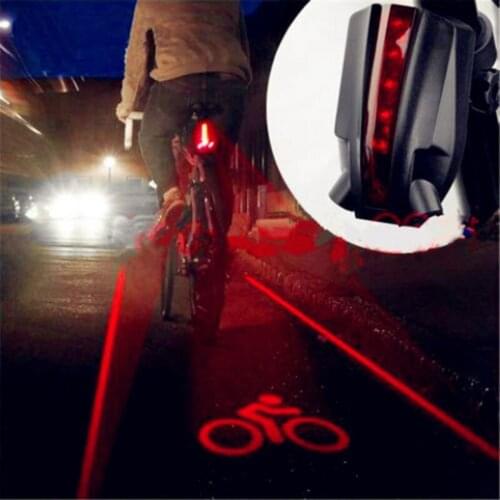 Beam "Bike Logo" Waterproof Rear Bicycle Tail Light 2 Laser+5 LED Red Lamp 4 Flashing Model Night Safety Warning Accessorie