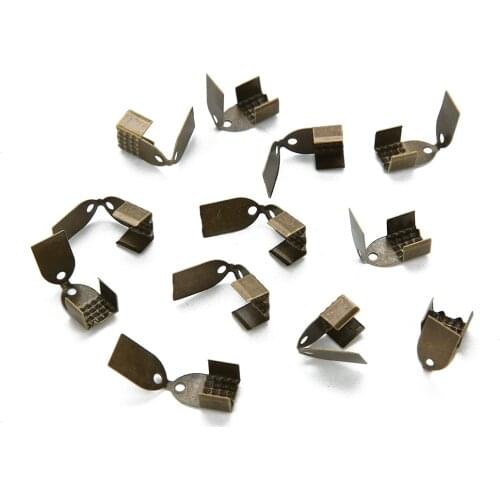 100pcs 4 5 6mm Metal Rope Fastener Crimp Fold Over Cord End Cap leather Clip Connector For DIY Jewelry Making Findings Supplies